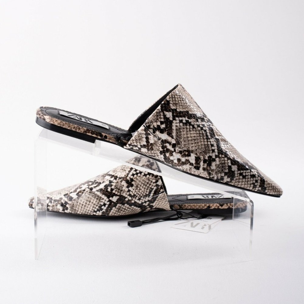 Zara Womens Multicolored Animal Print Flats Mules - Picture 3 of 8